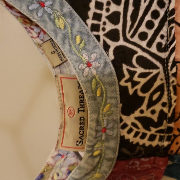 Vintage Sacred Threads Maxi Slip Drss With Side Slips Sz S - Picture 9 of 13